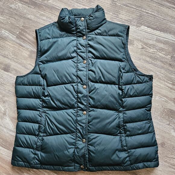 Lands End Down Puffer Vest Snap Green Warm Womens Size XL Outerwear Gorpcore - Picture 1 of 13